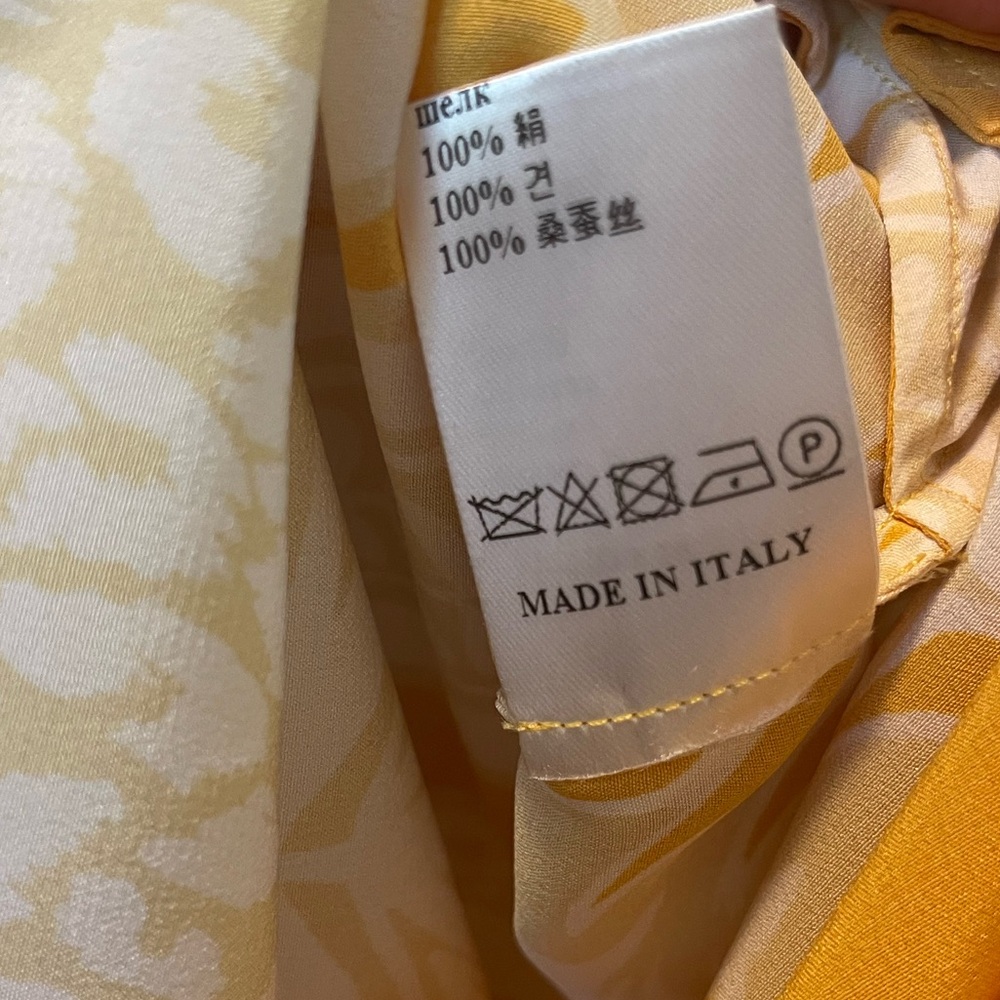 LA DoubleJ Yellow and White Short Sleeve Shift Dress. Size large - Picture 7 of 8